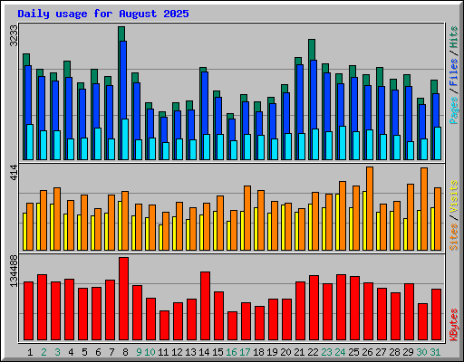 Daily usage for August 2025